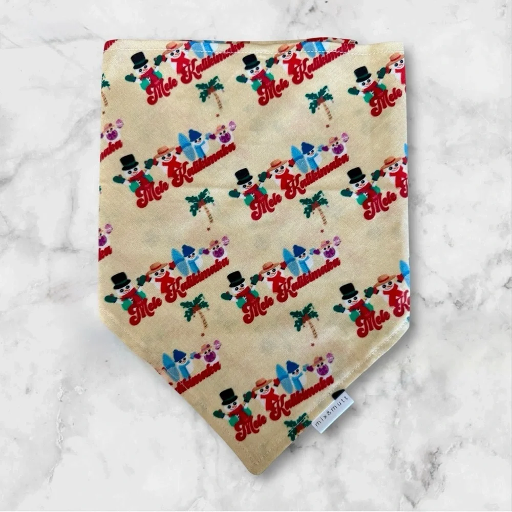 DOG Bandana - Mele Kalikimaka Frosty - Size L Large